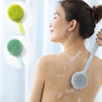 

Double Sided Bath Brush Silicone Long Handle Shower Body Brush Skin Cleaning Brushes Back Exfoliation Brushes Clean Tool