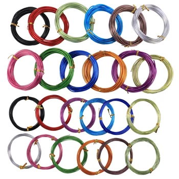 

24 Rolls Multi-Colored Bonsai Wires Aluminum Craft Wire Flexible Metal for Art Creation and Jewelry Ornaments 2 Sizes (1.5 mm, 2