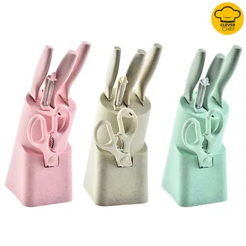 

6pcs/Sets Kitchen Knives Ceramic Knife Set Chef Knife Cooking Tool Pink Knife Set Holder for Knife Kitchen Tools and Gadgets
