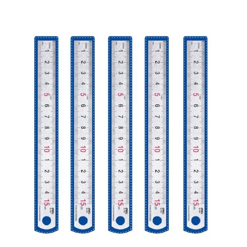 Regla de acero inoxidable para dibujo, regla de 15cm de plata para oficina, papelería, venta al por mayor, 1 Uds.