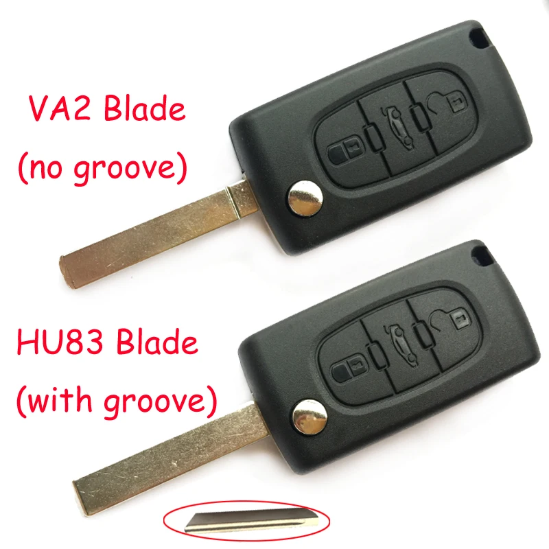 jingyuqin Ce0523 Ce0536 ASK/FSK 433Mhz ID46 For Peugeot 407 307 308 607 3  Buttons Flip Remote Fob Car Key VA2/HU83 Blade