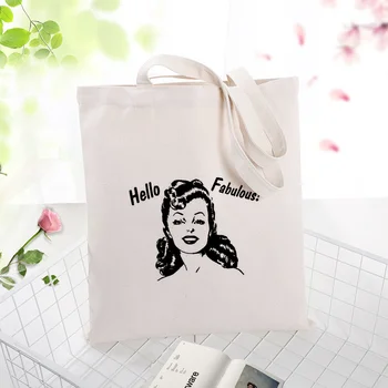 

Canvas Tote Bag Retro Pattern Shopping Bag Handbag Daily Use Text DIY Custom Print Logo Eco Reusable Recycle