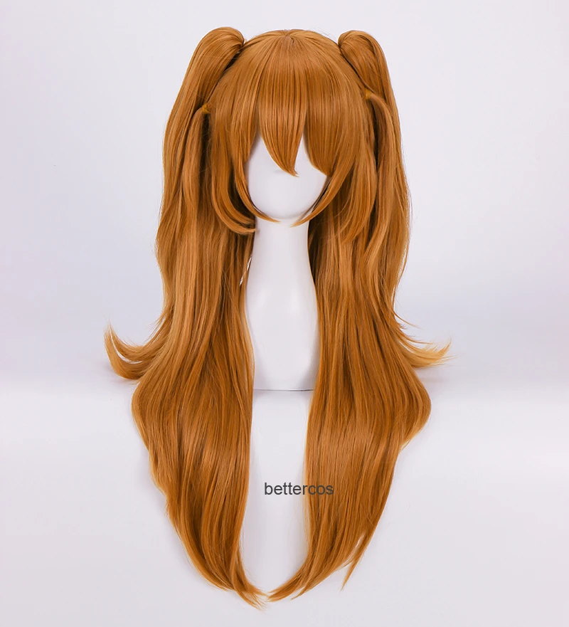 family halloween costumes EVA Asuka Langley Soryu Cosplay Wigs Long Orange With 2 Ponytail Clips Heat Resistant Synthetic Hair Wig + Wig Cap greek goddess costume