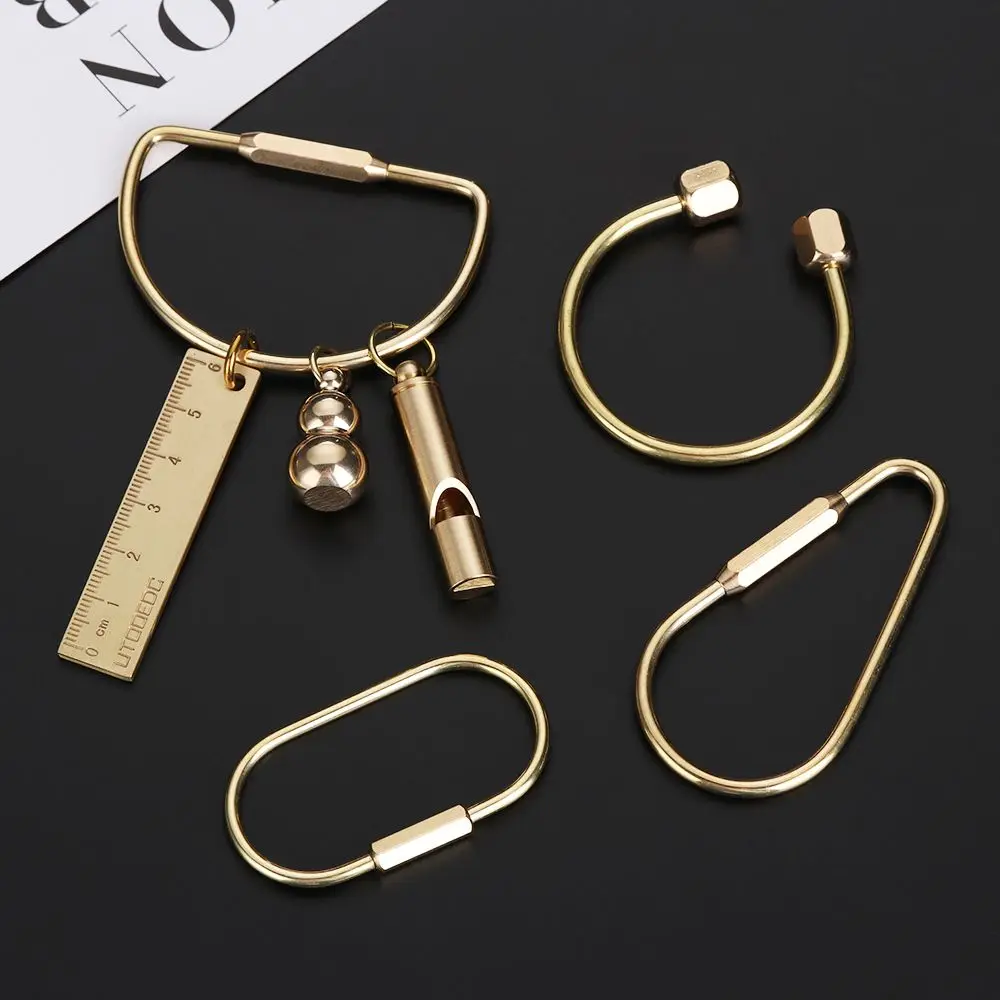 Creative Buckles Whistle Ruler Portable Key Ring Pendant Brass Keychain Jewelry Accessories | Дом и сад