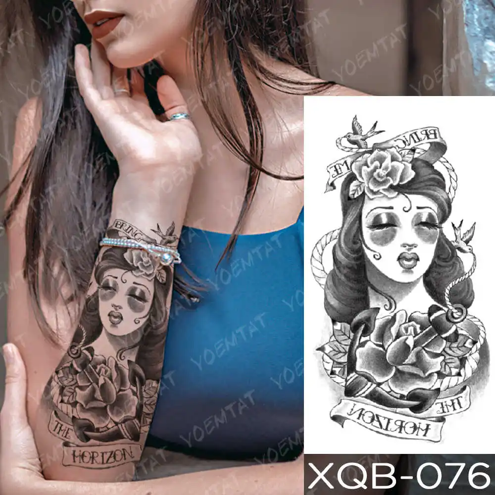 02-XQB076 Водостойкая временная татуировка наклейка Старая школа Сова Роза козел флэш-татуировки якорь Русалка боди арт рука поддельные татуировки для женщин и мужчин - Цвет: 02-XQB076