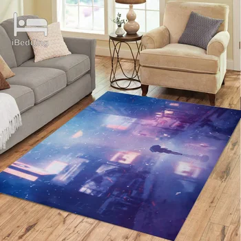 

Alone Girl on Street with Umbrella 3D Printed Rectangle Rug for Adult Yoga Mats Living Room Decorative