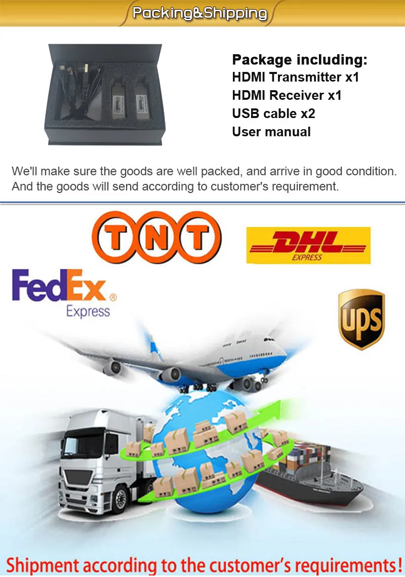 MINI 4K HDMI fiber converter UHD HDMI Fiber optic extender Transceiver-Packing