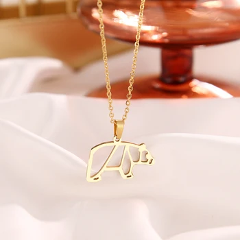 

DOTIFI 316L Stainless Steel Necklace Outline Shaped Pendant Necklaces For Women Charm Statement Jewelry Collares Bijoux Femme