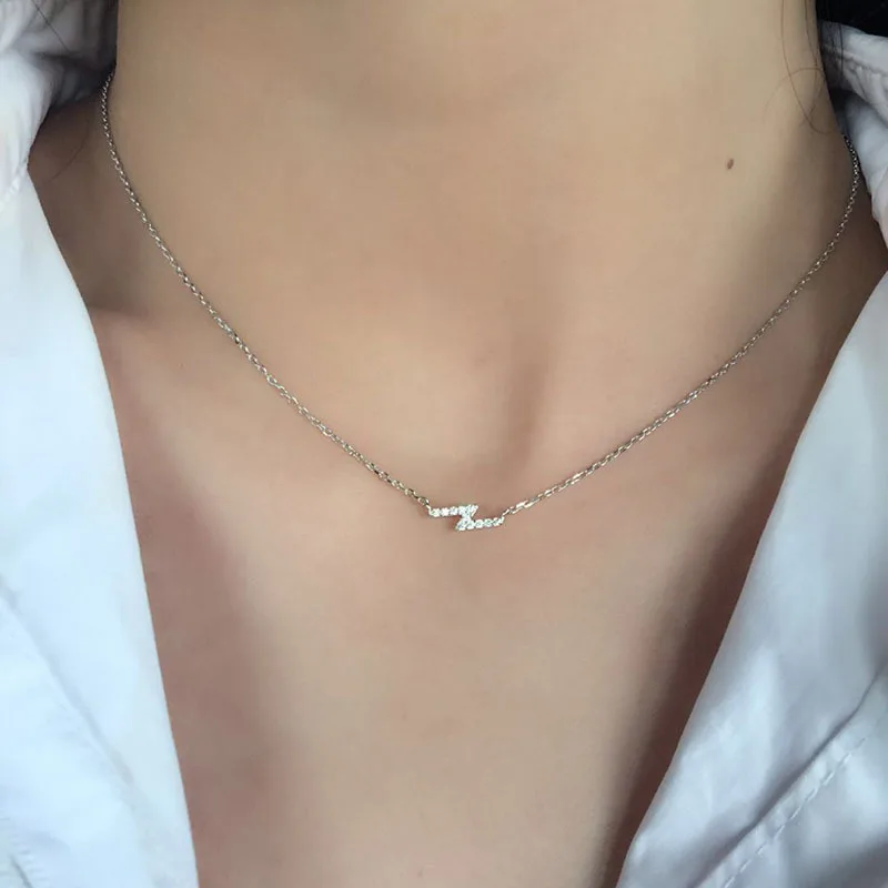 

Special Offer 925 Sterling Necklace Fashion Trend Lightning Z Word Simple 2019 New Style Necklace Women's