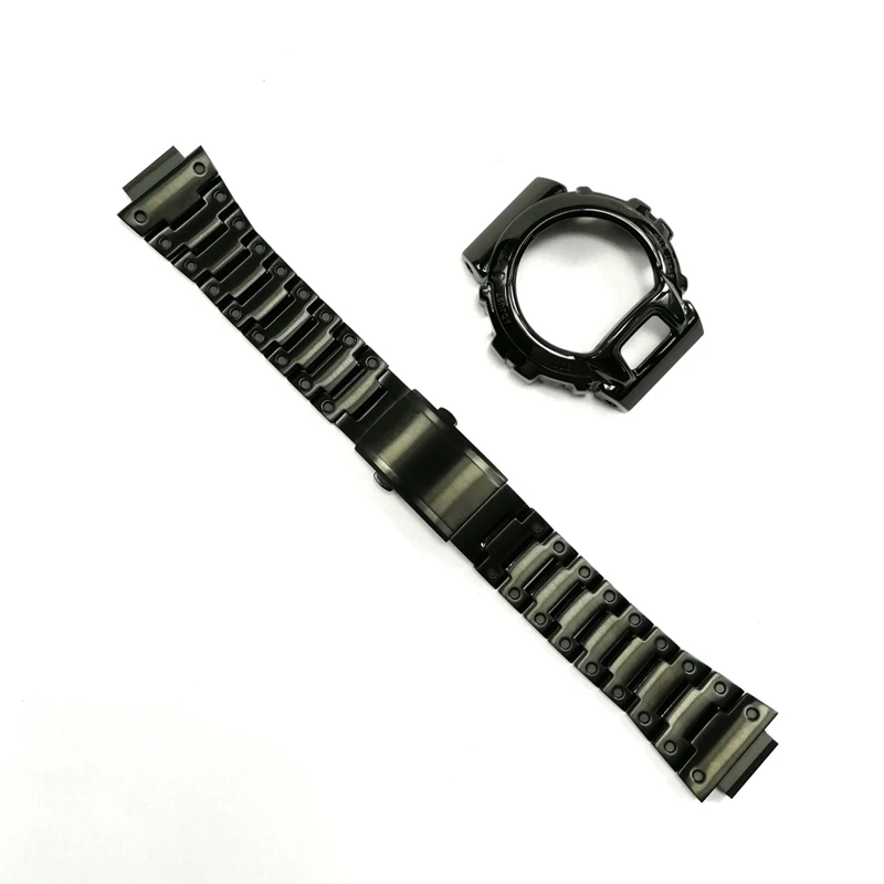 Black set DW6930 металлический ремешок для часов из нержавеющей стали DW6900 ремешок для часов рамка для часов gshock аксессуар для браслета с ремонтом - Band Color: Black set