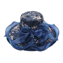 Mingli Tengda сетчатая темно-синяя шляпа большой край шляпка невесты вышитая Цветочная Кепка Складная Свадебная вечеринка винно-красные аксессуары белая тиара