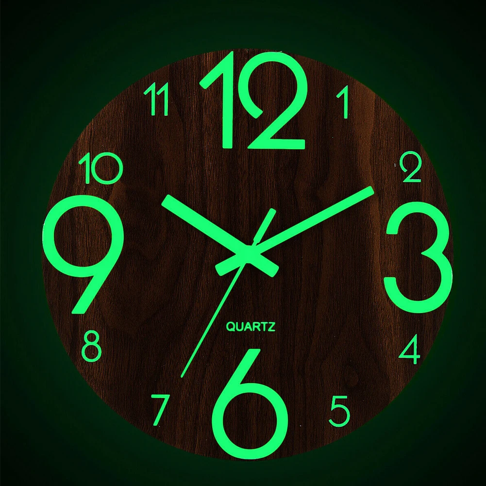 Living Room Non Ticking Practical Quartz Luminous Wall Clock Low Noise Bedroom Hallway Night Lights Home Decor Arabic Number
