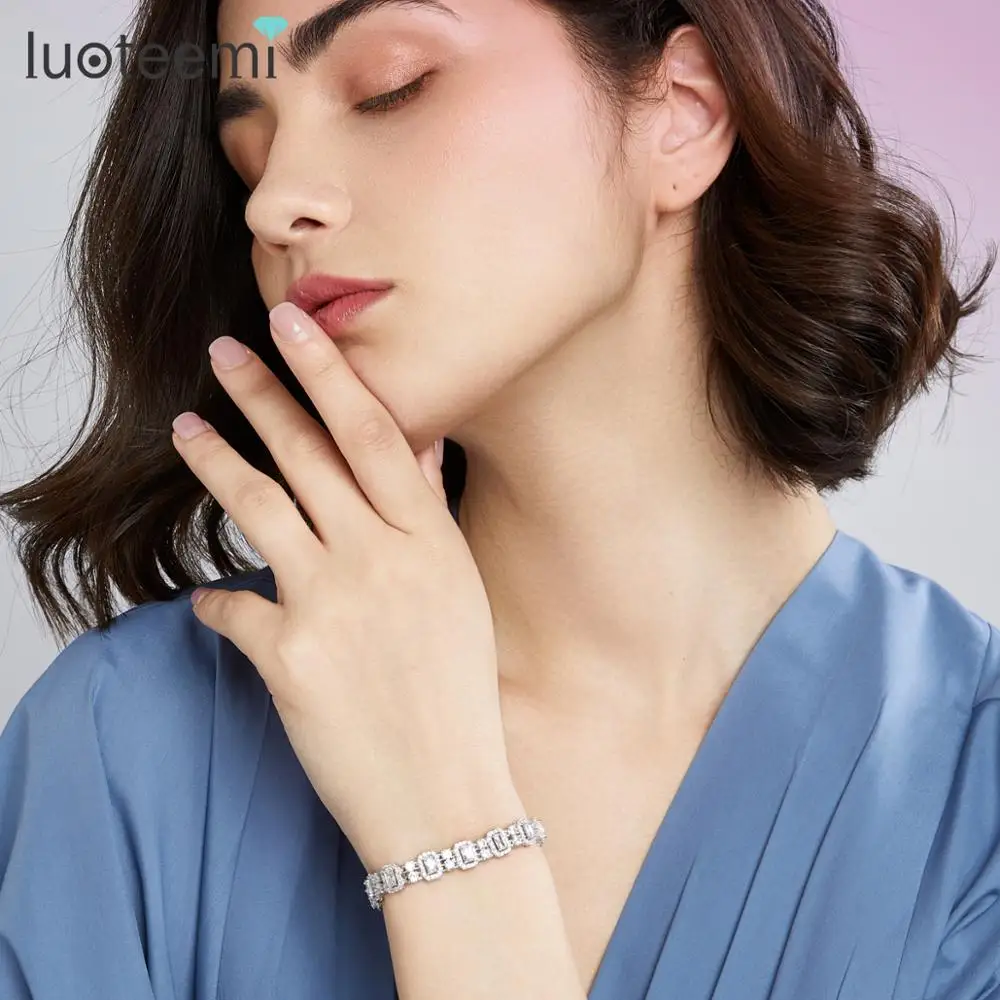 LUOTEEMI Luxury Chain& Link Bracelets for Women Wedding Engagement Fashion Jewelry CZ Pulseira Feminina Bijoux Femme Love Gift