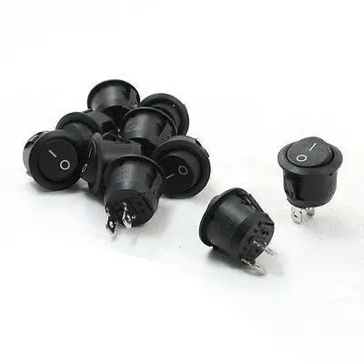 

10 Pcs AC 250V/6A 125V/10A SPST 2P ON/OFF Round Rocker Switches
