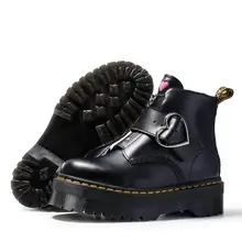 Женские ботинки martin из натуральной кожи на толстом каблуке; ботинки с пряжкой в форме сердца; ботинки на платформе с молнией; zy8473