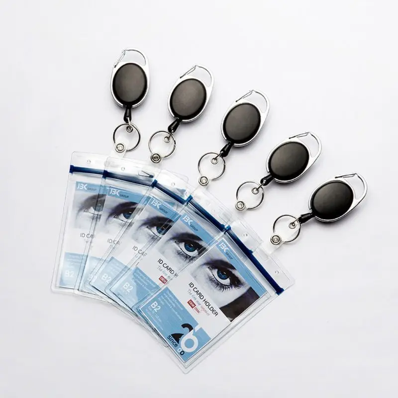 10 Pack Retractable Badge ID Card Holders with Carabiner Reel Clip Key Chain