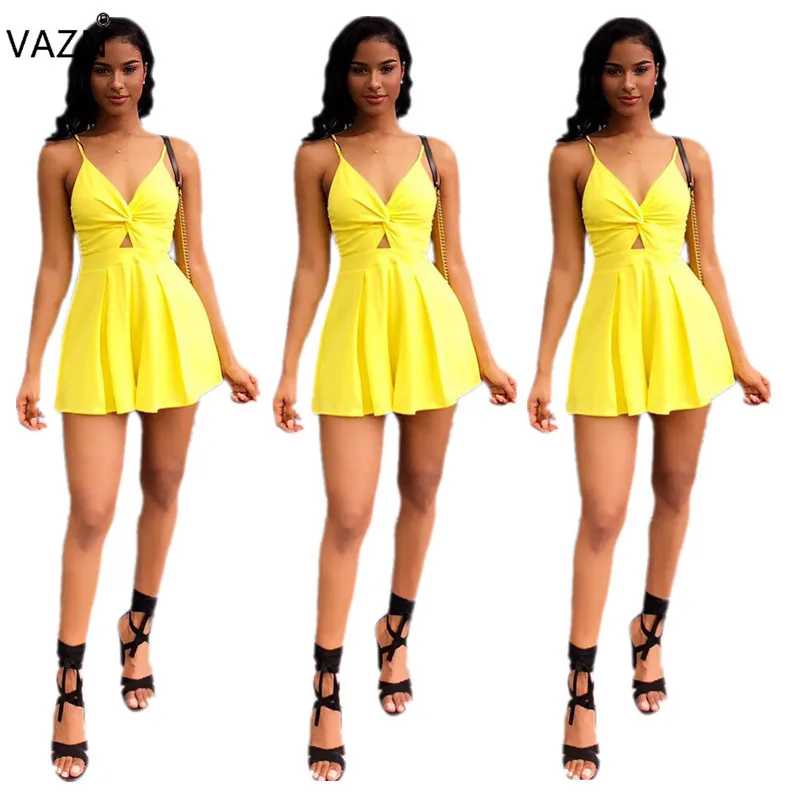 VAZN летнее специальное сексуальное женское платье в клубном стиле, однотонное платье с v-образным вырезом, без рукавов, с вырезами, обтягивающее мини-платье в стиле ампир, Vestido KDS6011