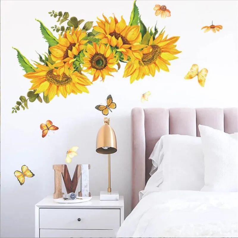 Removable Sunflower Wall Sticker Kitchen Waterproof Decals Wall