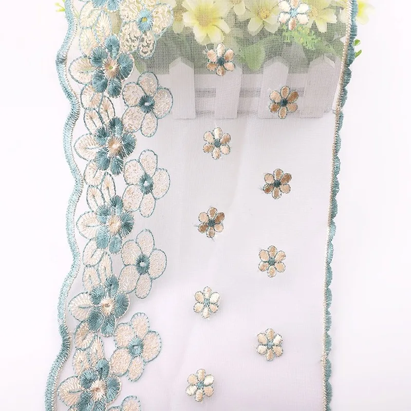 

14 Y Manufacturer direct sale polyester mesh embroidery barcode 3D three-dimensional embroidery hollow lace fabric trim lace