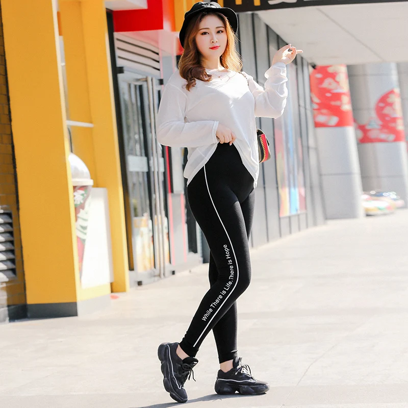 

QingYi Fashion Leggings Women Plus Size Solid Elastic Waist Casual Plus Size Leggings Pants Jeggings Leggins Women