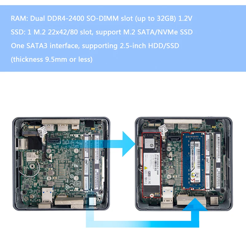 Intel NUC Mini PC Quad Core i7 8559U Upto 4 5GHz Windows 10 Pro WiFi Bluetooth 4