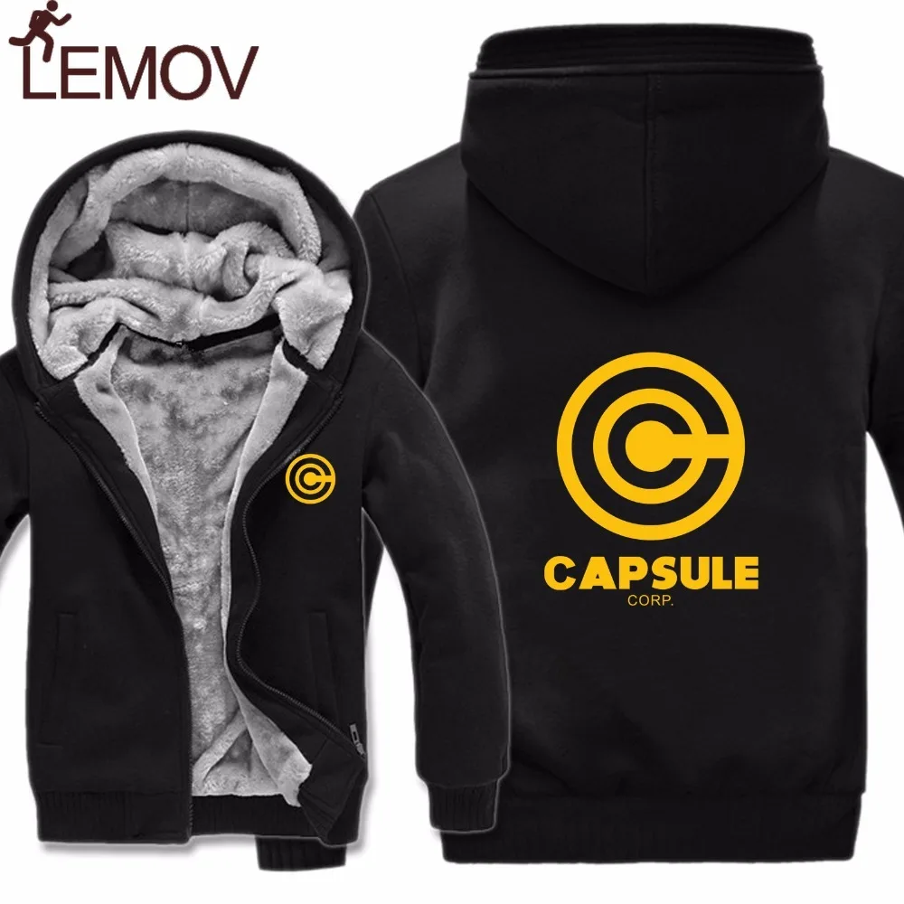 

Hoodies Cartoon Jacket Thicken Hoody Zipper Winter Fleece Dragon Ball Capsule Sweatshirt ZOGAA