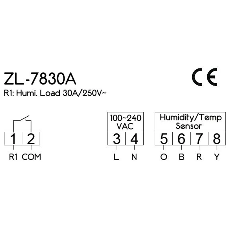 TOP!-ZL-7830A, 30A реле, 100-240В AC, цифровой, регулятор влажности, гигростат