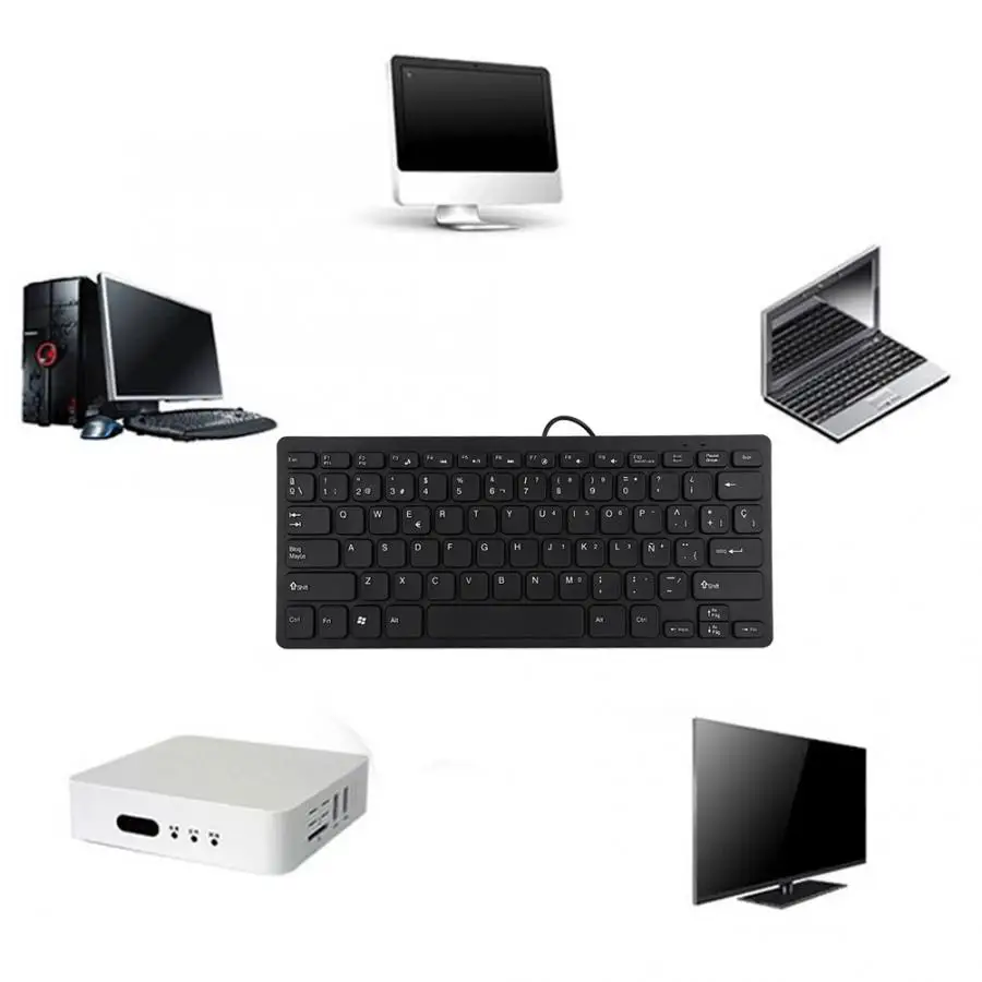78 Keys Keyboard Wired Mini Portable USB Interface for Desktop