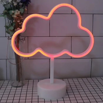 

LED Cloud Design Neon Sign Night Light Art Lights USB Battery Dual-Use Decorative Wall Lamp For Kids Room Holiday Lighting Party