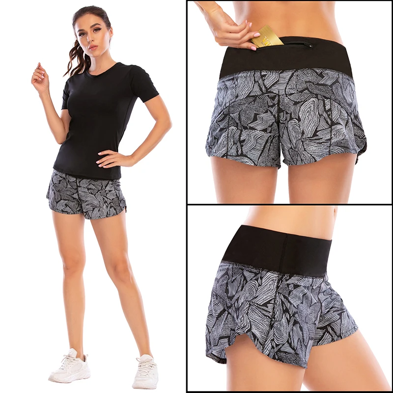 BLESSKISS 20Color Loose Sport Shorts Women Fit Training Gym Running Shorts For Ladies Printing Pocket Workout Yoga Shorts Wear
