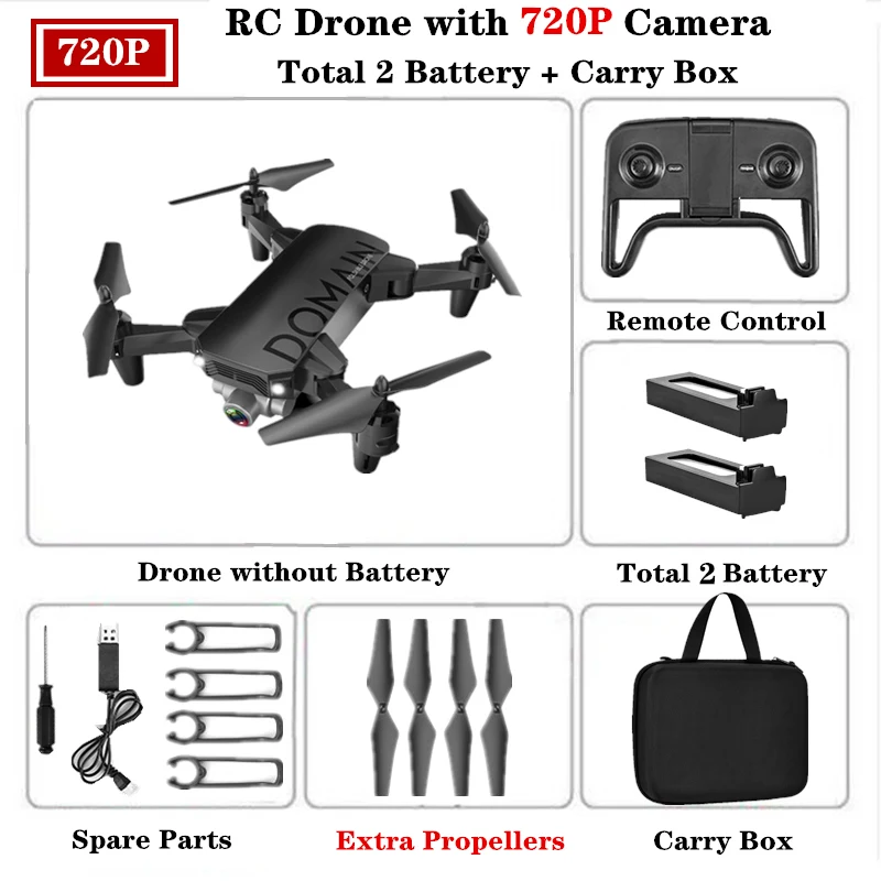 R7 RC Дрон 4K с широкоугольной HD камерой wifi FPV складной пульт дистанционного управления Квадрокоптер RC Вертолет VS E58 SG706 Дрон игрушка подарок - Цвет: 720P Carry Box B2