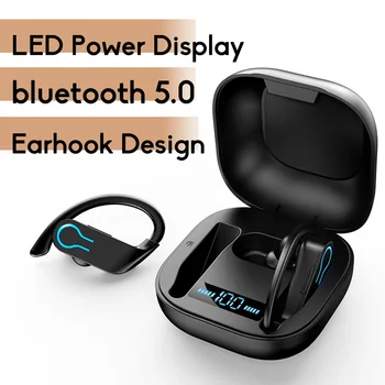 

TWS Wireless bluetooth 5.0 Mini Earphone Earhook LED Power Display Earbuds Sports Stereo Headset With Charging Case