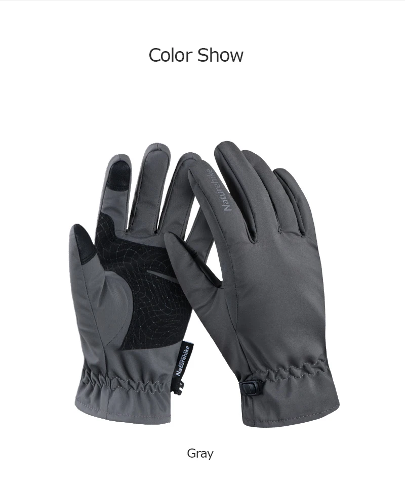 Naturehike NH18S005-T Зимние флисовые перчатки с сенсорным экраном силиконовые противоскользящие ветрозащитные перчатки для велоспорта Кемпинг Туризм Бег