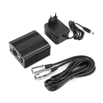 

48V DC Phantom Power Supply with Audio Line For Condenser Microphone Computer Vocal Recording Studio Broadcasting Free Shipping