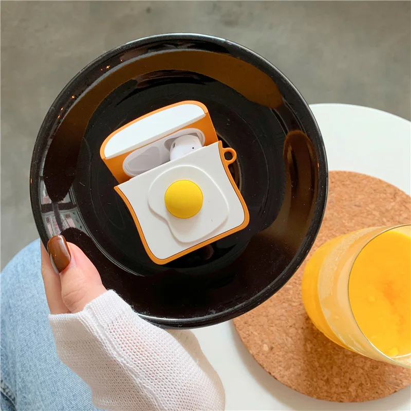 

For AirPod 1 2 Case Cute Cartoon Fried Poached Egg Soft Silicone Wireless Earphone Cases For Apple Airpods Case Cover Funda