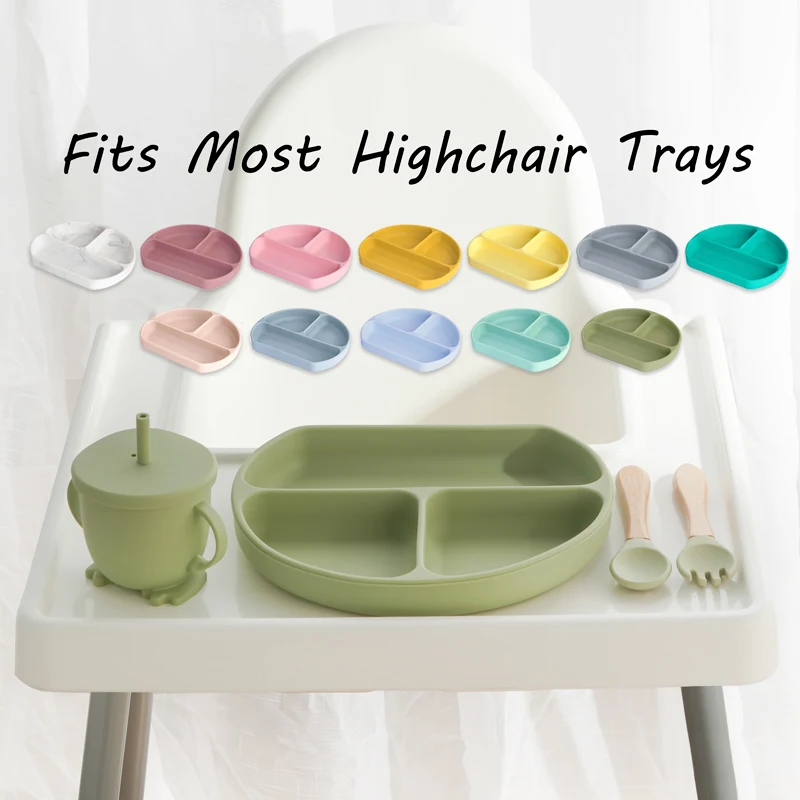 1 Pcs New Design Newborn Accessories Feeding Soft Silicone Children's Tableware Fashionable Dust Cover Dishes Plates Baby Stuff 5