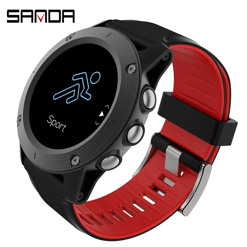 red black SDR911 спортивные Смарт-часы для мужчин Bluetooth Музыка информация толчок сердечного ритма высота давление измерения для мужчин t напоминание Smartwatch - Цвет: red black