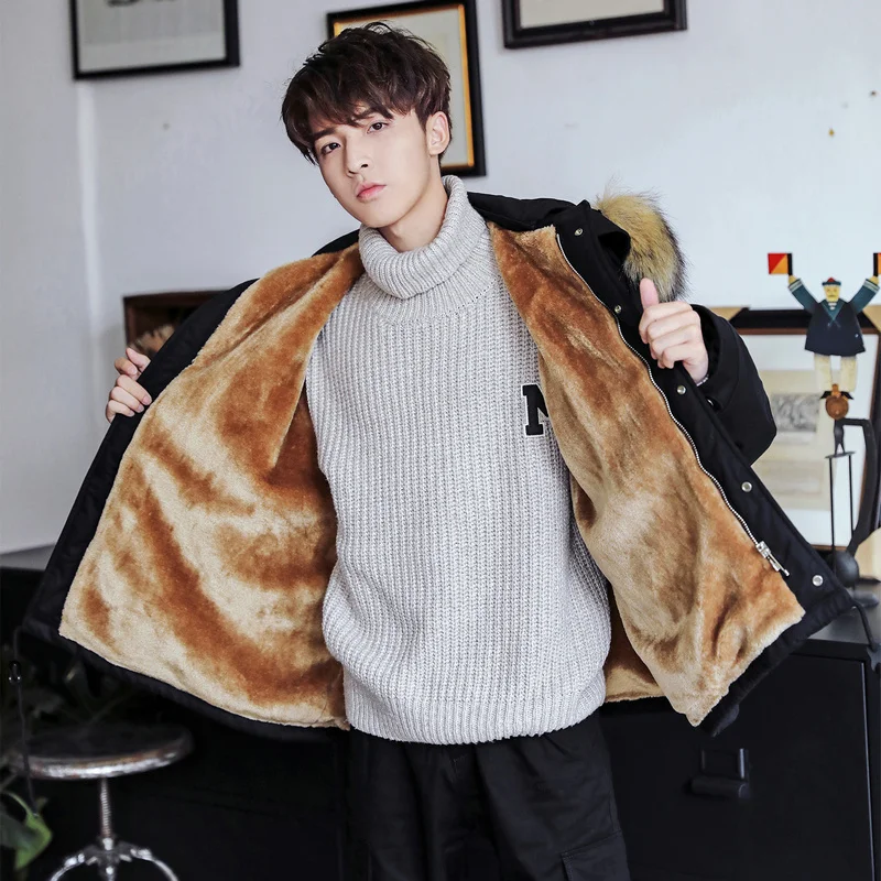 Men's winter casual street jacket coat trend warm coat new men's printing padded cotton clothes winter windbreaker jacket