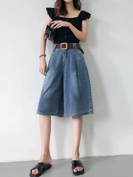 

Jeans spring/summer five minutes women's wide leg pants show slim bf wind skirt pants versatile trousers seven minutes