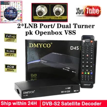 D4S Pro Двойной Тернер спутниковый ресивер DVB S2 HD 1080P ТВ ресивер 2* LNB порт Европа Biss Youtube D4SPRO рецептор pk Openbox V8S