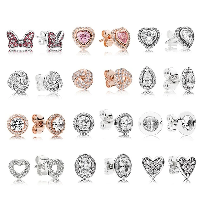 

LIDU 100%925 Silver High Quality Cubic Zirconia Pandoras Classic Earring Gift To Friends Free Mail Manufacturer Wholesale