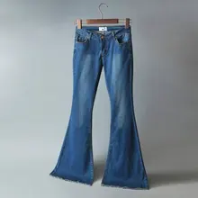 Женские джинсы для бодидруга, женские модные вымытые джинсы со средней талией, винтажные обтягивающие рваные женские джинсовые штаны, расклешенные брюки, брюки H40