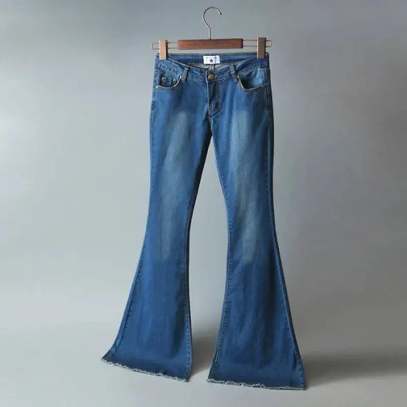 

Female Bodyfriend Jeans Woman Fashion Washed Mid Waist Flare Jean Vintage Skinny Ripped Lady Denim Pants Flare Trousers Pant H40