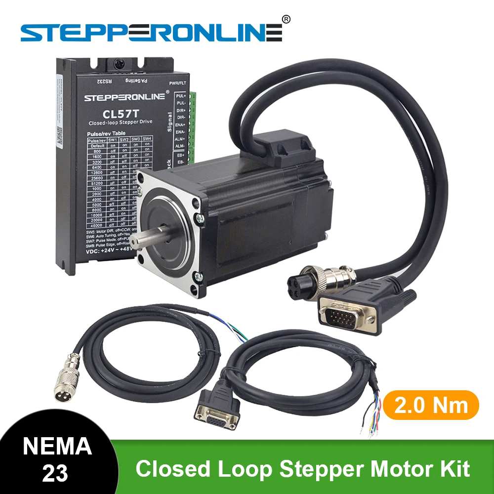 2Nm Nema 23 Closed Loop Stepper Motor 283oz.in 5A Hybrid Servo Driver CL57T Kit 