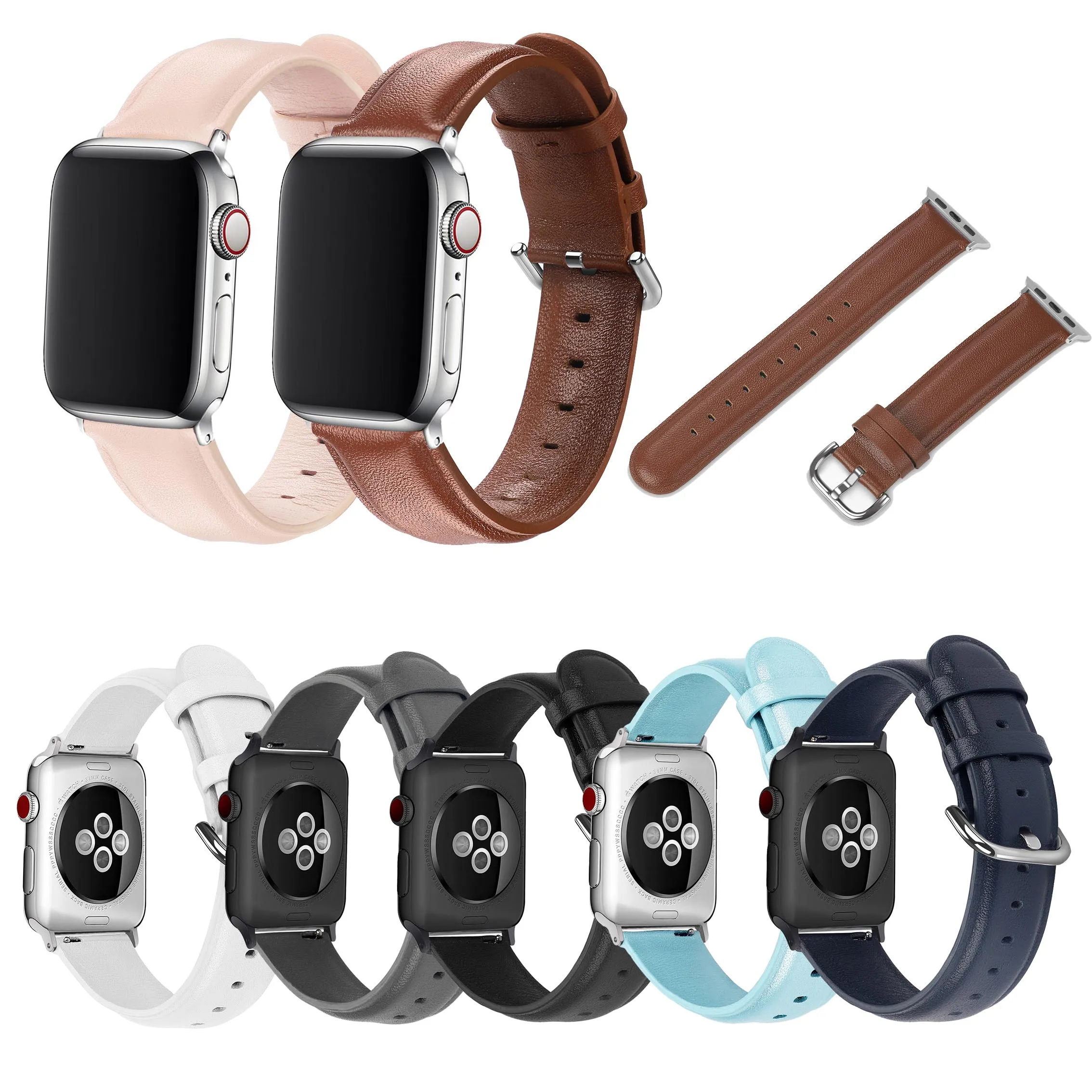 

Strap Calf Leather Band iwatch for Apple Watch Series 6 5 4 3 2 1 38mm 40mm 42mm 44mm Wristband