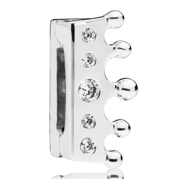 

New 925 Sterling Silver Bead Charm Reflexions Royal Crown Clip With Crystal Beads Fit Bracelet Bangle Diy Jewelry