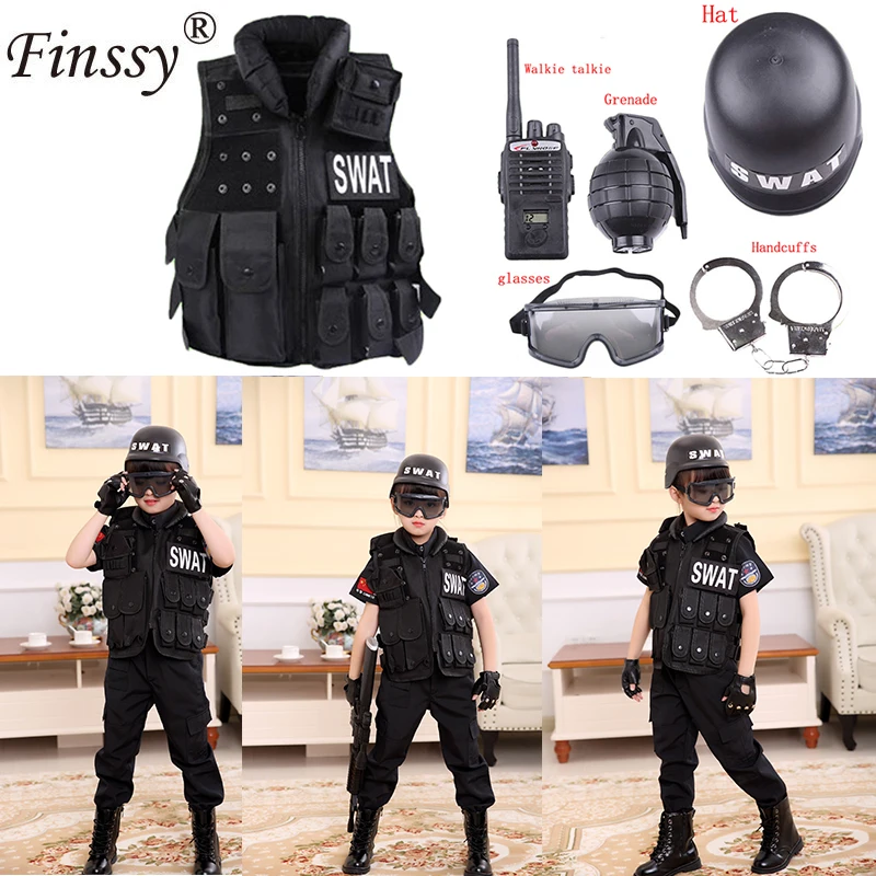 Забавные костюмы полицейских для мальчиков и девочек детские косплея армейская