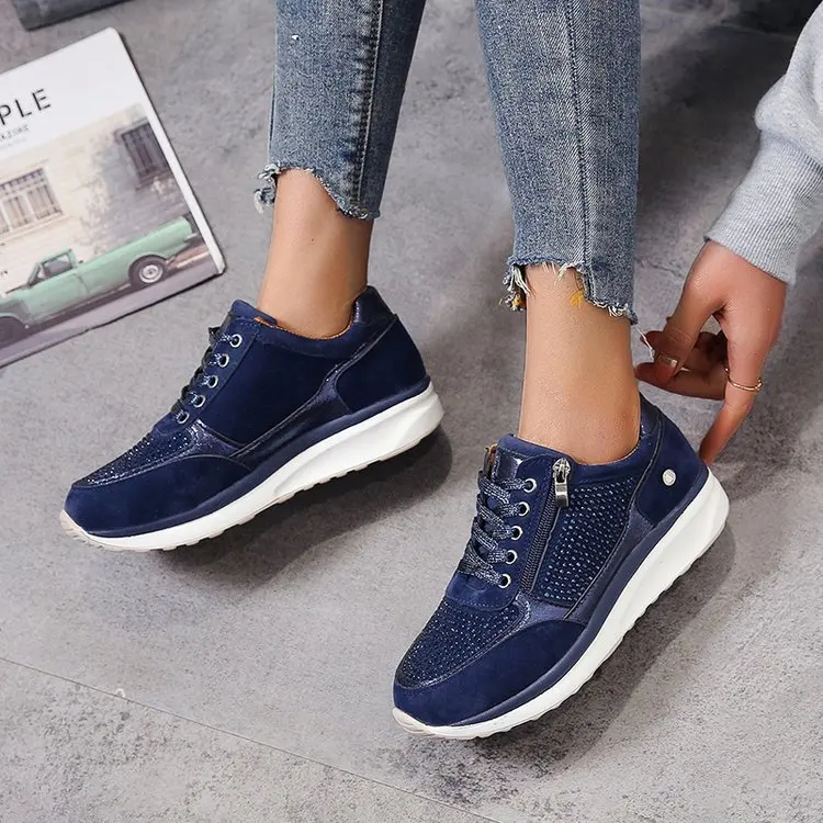 Spring Autumn Women Sneakers Plus Size Lace-up Platform Women Vulcanized Shoes 2020 Leather Female Casual Shoes Zapatos fgb563