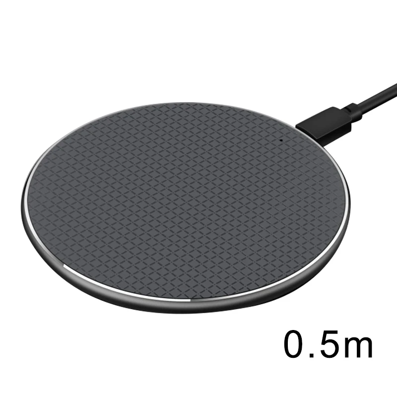Mobile Phone Wireless Charger Fast Charging Round Ultra Thin Anti-slip for Home Office OUJ99 - Цвет: Black 0.5m