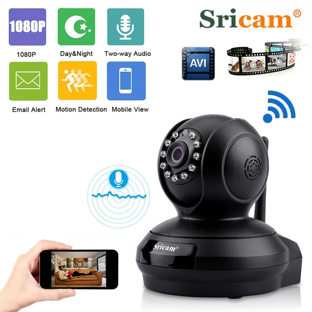 Для Sricam Sp019 1080P Hd камера наблюдения монитор ночного видения Wifi внутренняя Ip камера безопасности P2P Ptz Поддержка Tf карты